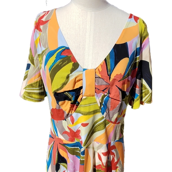 Soft Surroundings Gemini Midi Floral Print Dress Large - Picture 4 of 8